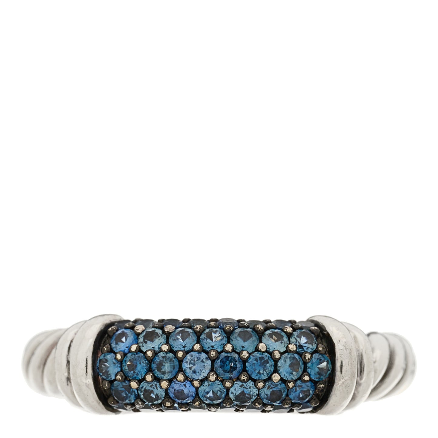 Sterling Silver Black Sapphire Cable Candy Metro Ring 55 7.25