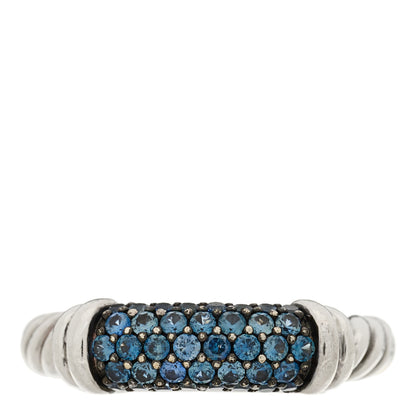 David Yurman Sterling Silver Black Sapphire Cable Candy Metro Ring 55 7.25 1 of 4