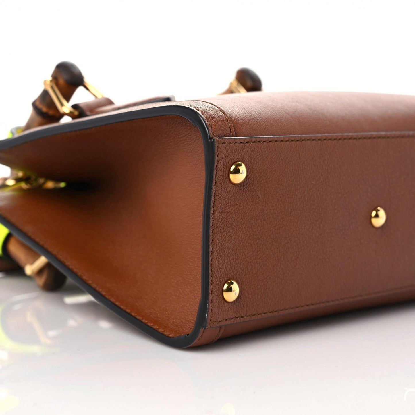 Wonka Grain Calfskin Mini Diana Tote Bag Cuir Yellow Fluo