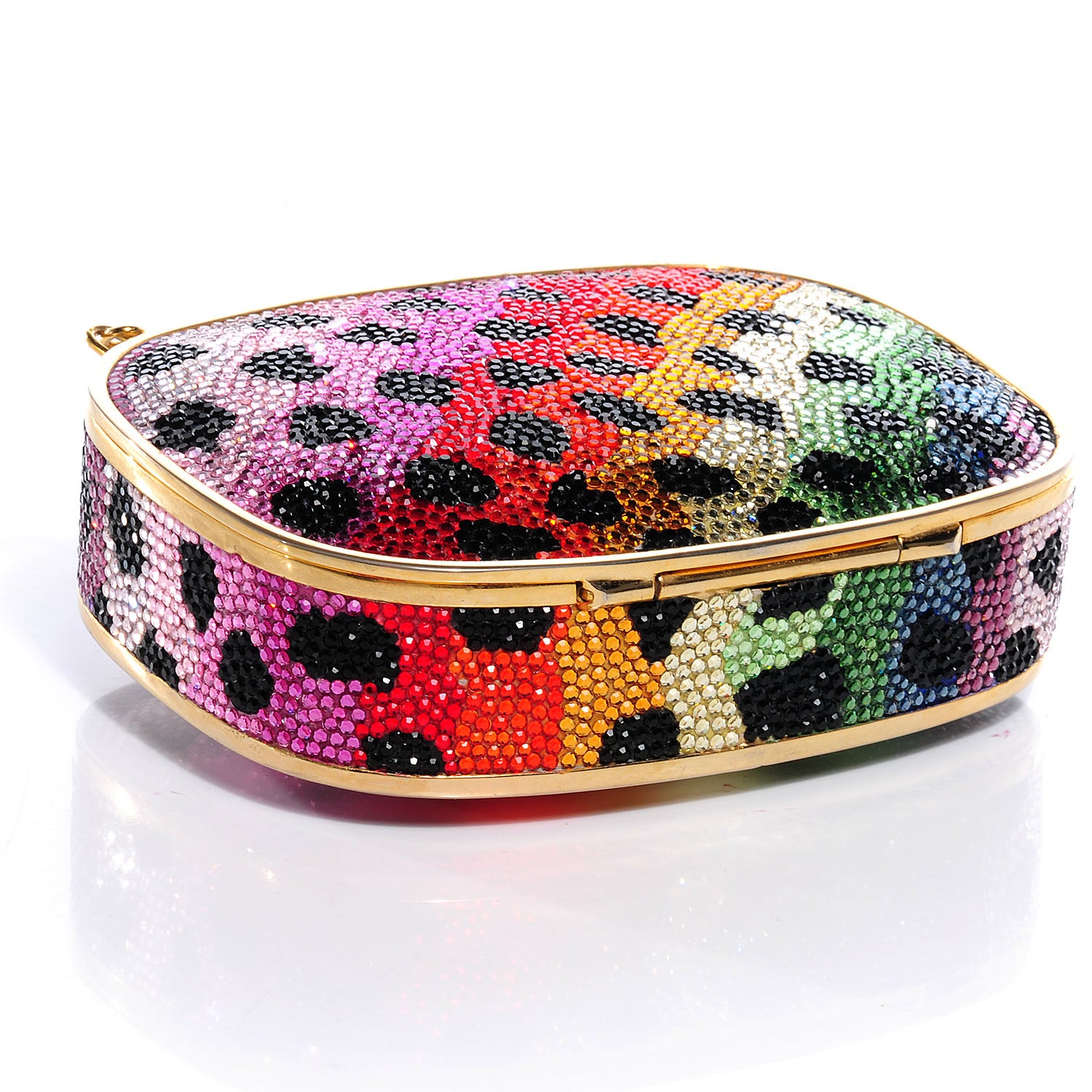 Judith Leiber Swarovski Crystal Leopard Rainbow Clutch 4 of 7