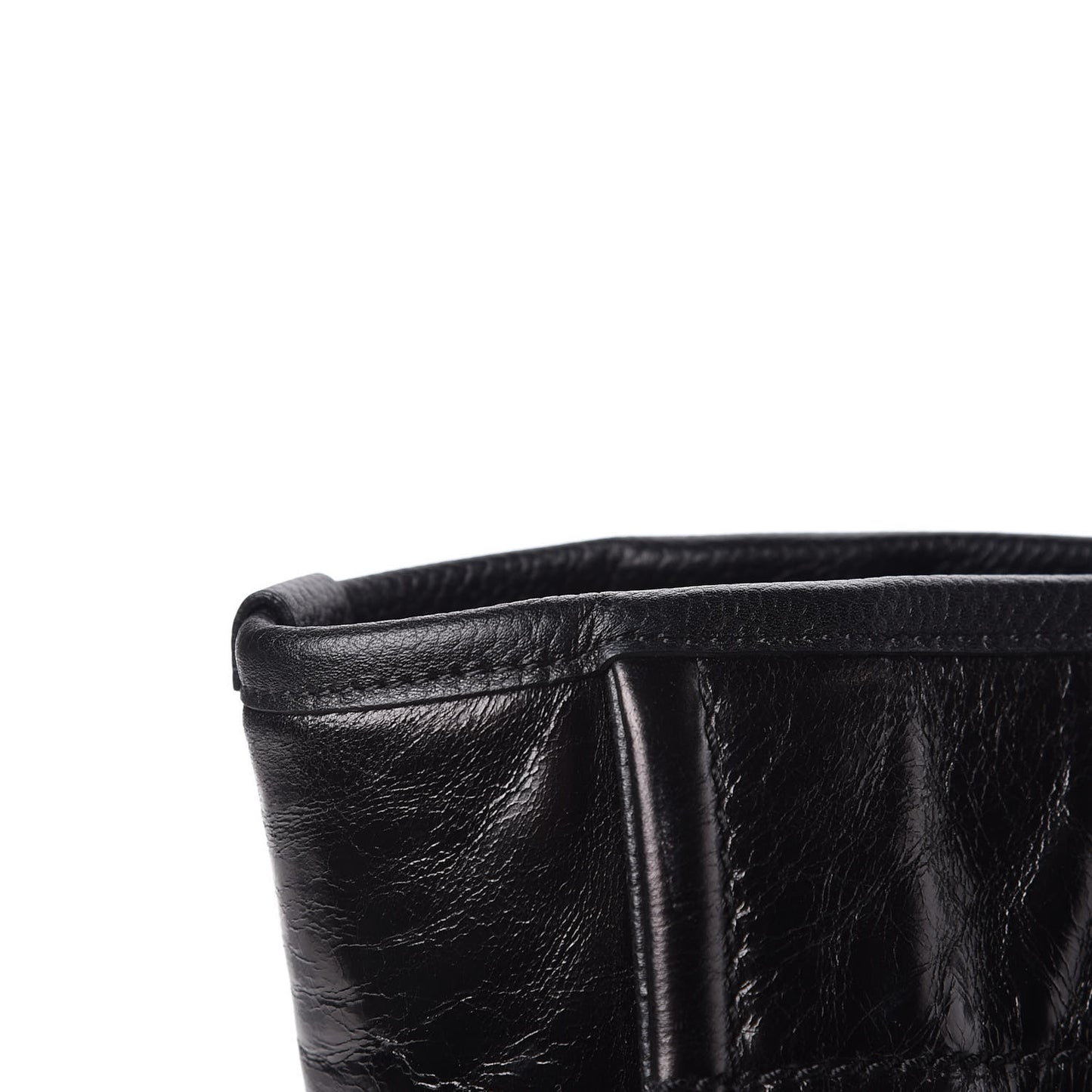 Glazed Calfskin Small Deauville Tote Black