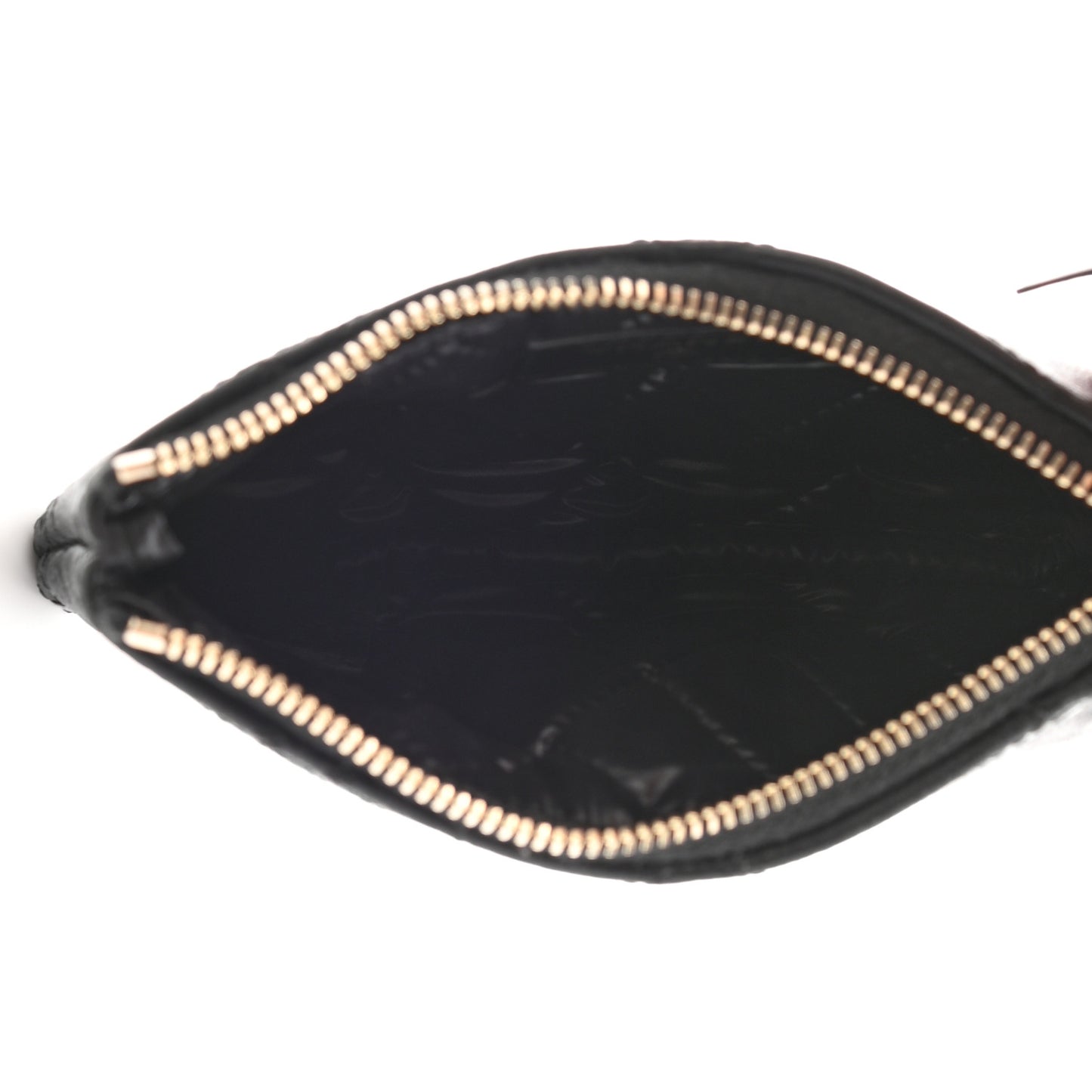 Lambskin Stitched Small Cosmetic Case Black