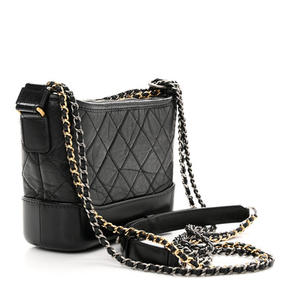 Chanel Aged Calfskin Quilted Small Gabrielle Hobo Black 3 of 13
