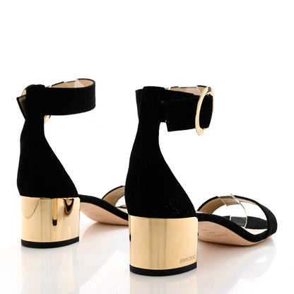 Jimmy Choo Suede Jaimie Ankle Strap Sandals 37.5 Black 4 of 7