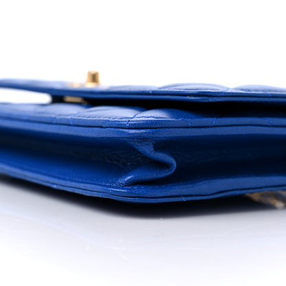 Chanel Lambskin Quilted CC Pearl Crush Wallet on Chain WOC Blue 10 of 10