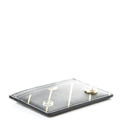 Gucci Calfskin Diagonal GG Card Holder Black Gold 4 of 7