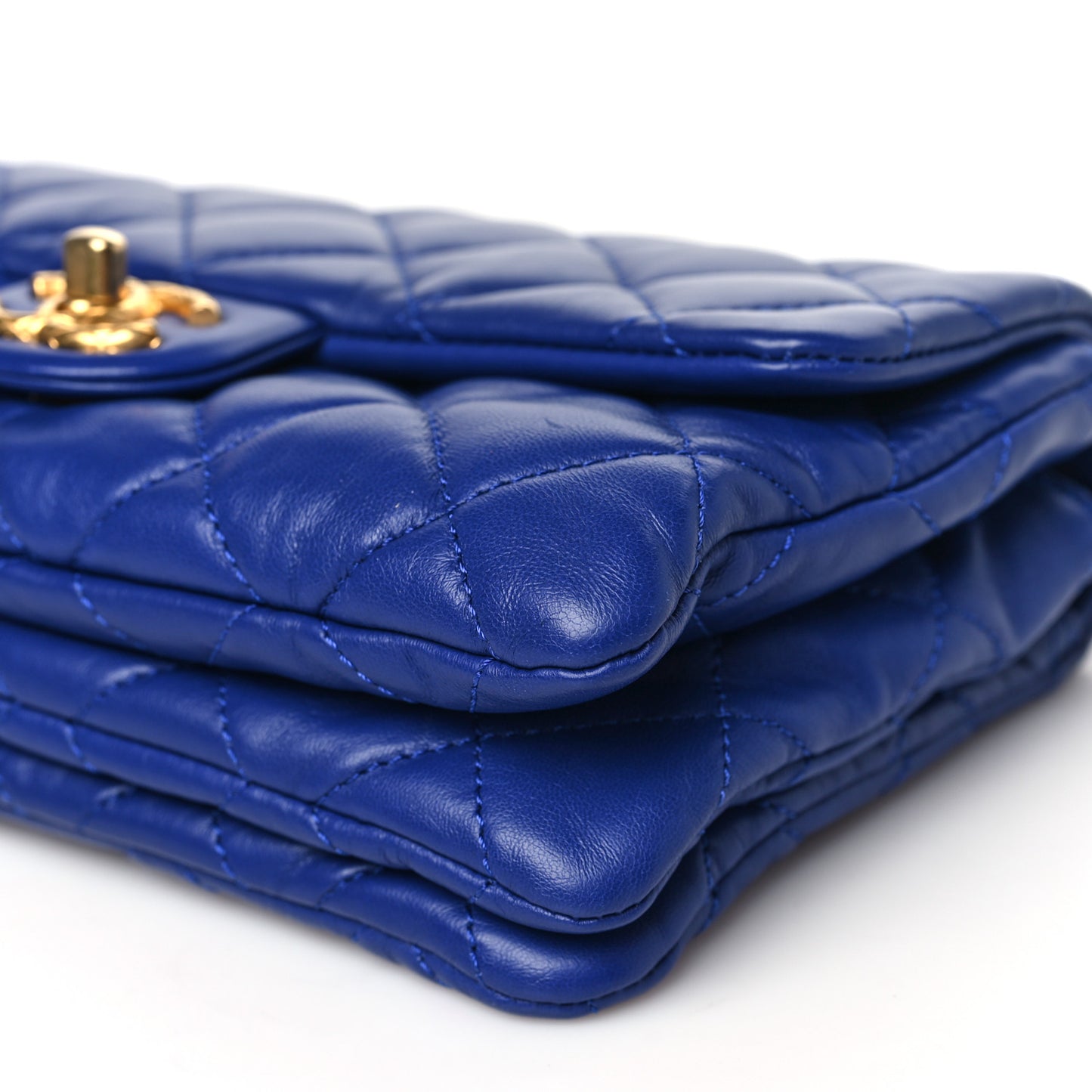 Lambskin Quilted Small Pillow Crush Flap Blue