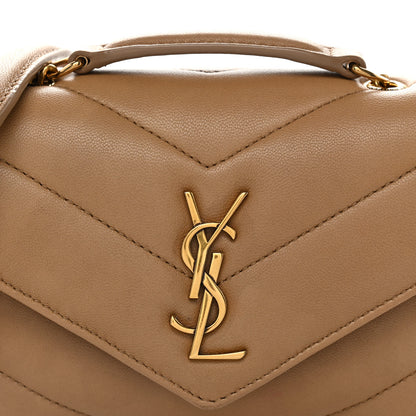 Saint Laurent Lambskin Chevron Quilted Small Loulou Natural Tan 7 of 13
