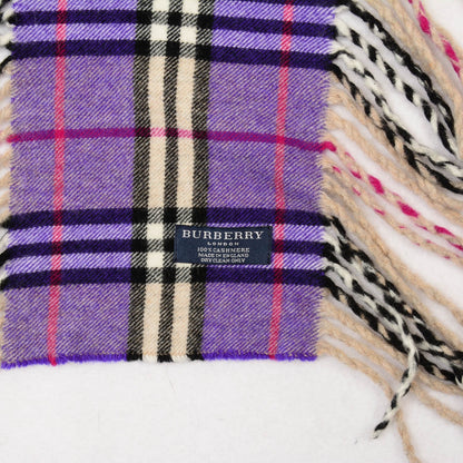 Burberry Cashmere Check Happy Fringe Scarf Purple 4 of 4