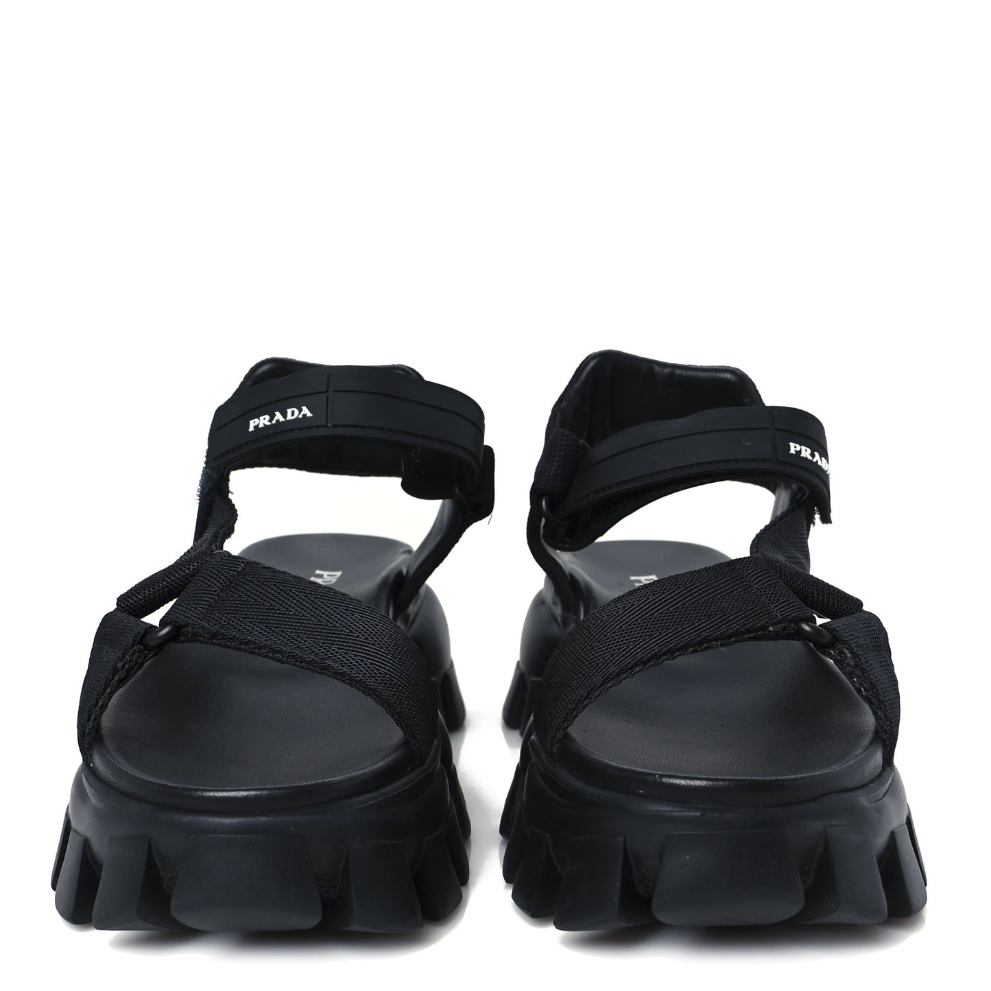 Nappa Logo Embossed Thunder Sole 50mm Sport Sandals 35.5 Black