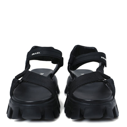 Prada Nappa Logo Embossed Thunder Sole 50mm Sport Sandals 35.5 Black 3 of 10