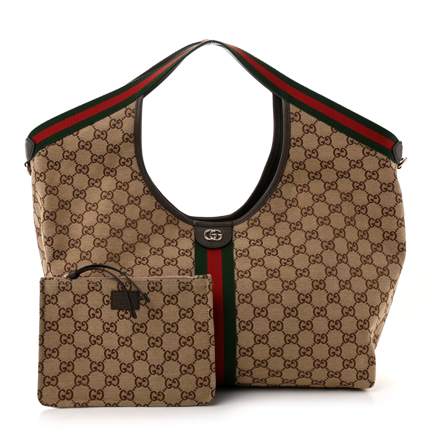 GG Monogram Web Large Giglio Tote Beige Brown