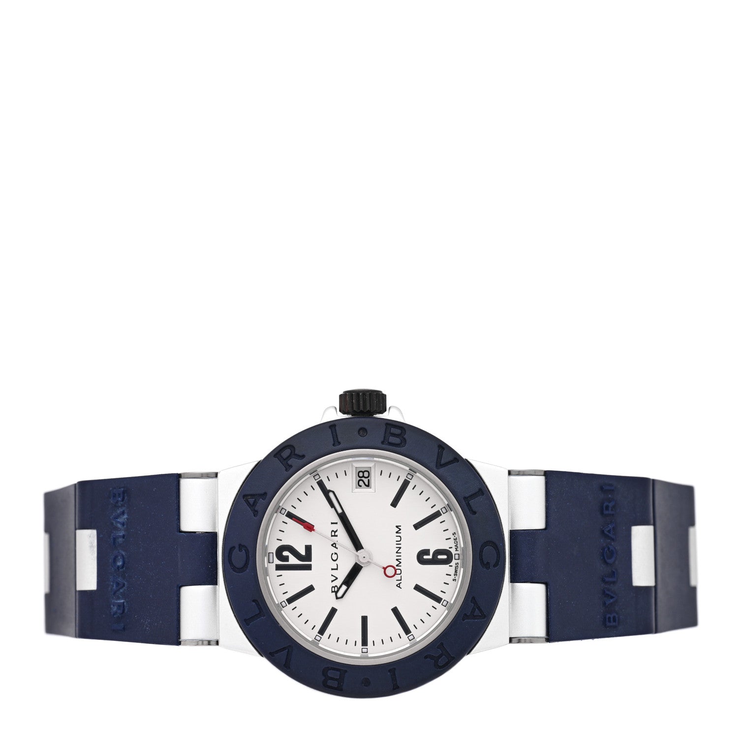 Bulgari Aluminum Rubber 32mm Diagono Quartz Watch White 2 of 5