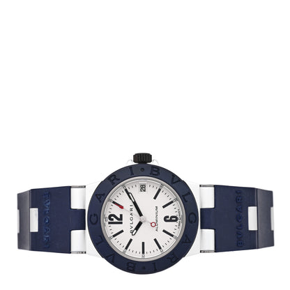 Bulgari Aluminum Rubber 32mm Diagono Quartz Watch White 2 of 5