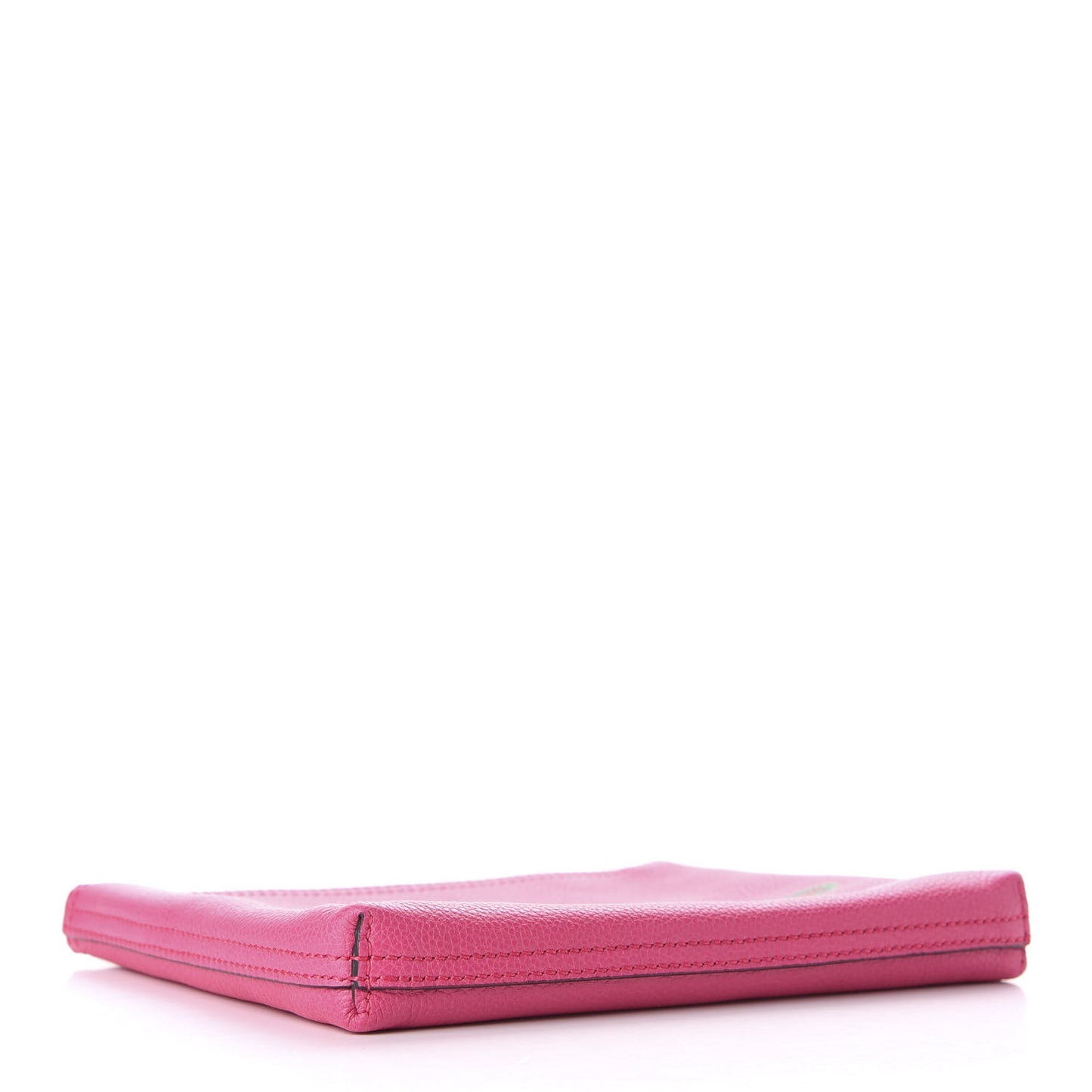 Pebbled Calfskin Medium Logo Portfolio Clutch Box Pink Green