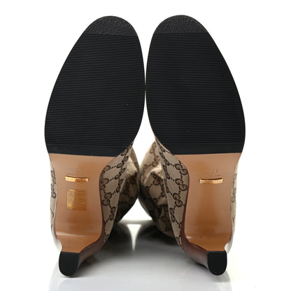 Gucci Monogram Malaga Kid Lisa Mid Heel Boots 37.5 Beige Ebony 4 of 6