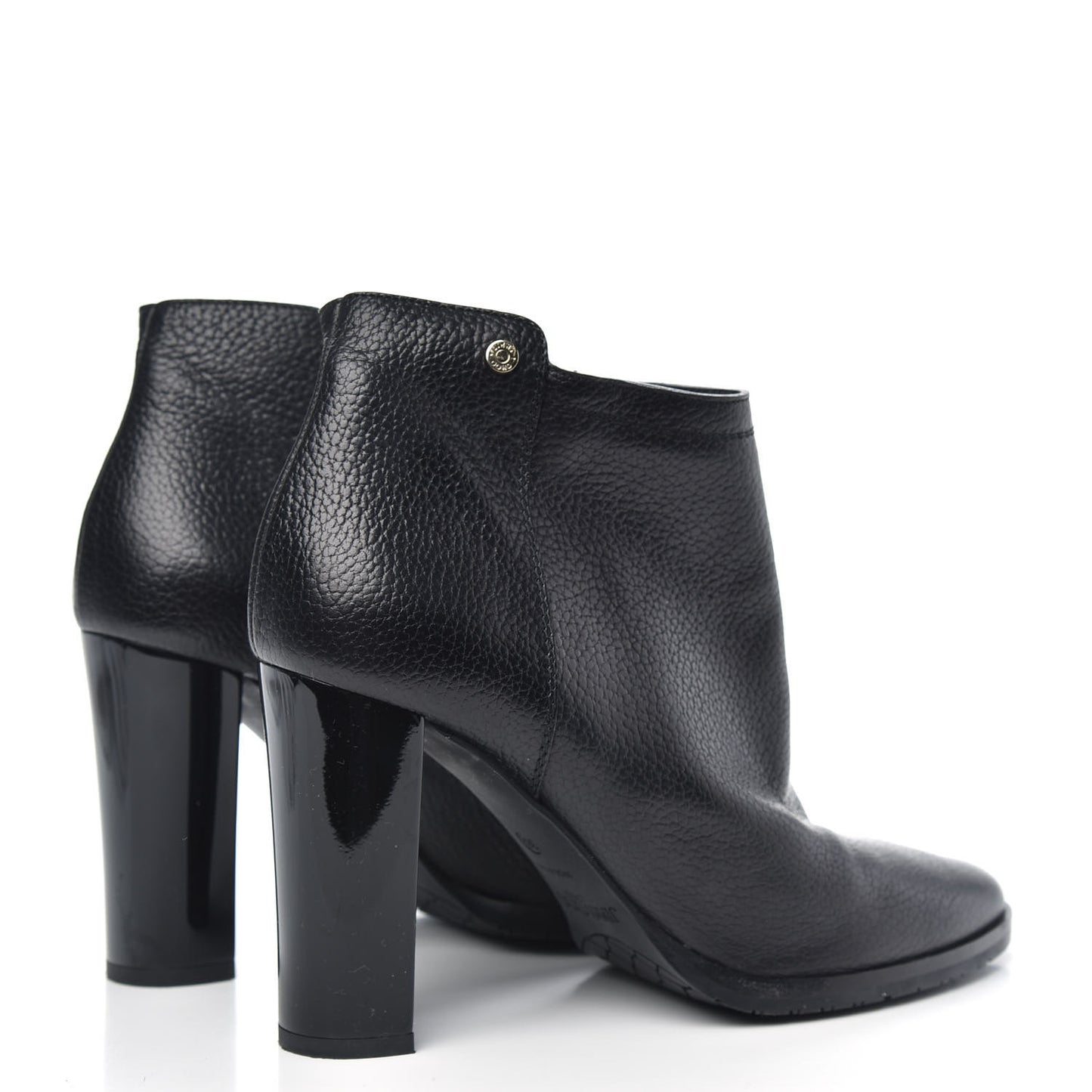 Grainy Calfskin Ankle Boots 38.5 Black
