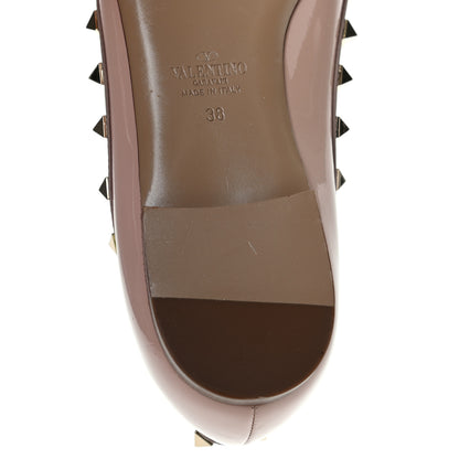 Valentino Garavani Patent Nappa Rockstud Ballerina Flats 38 Camel Rose Poudre 9 of 11