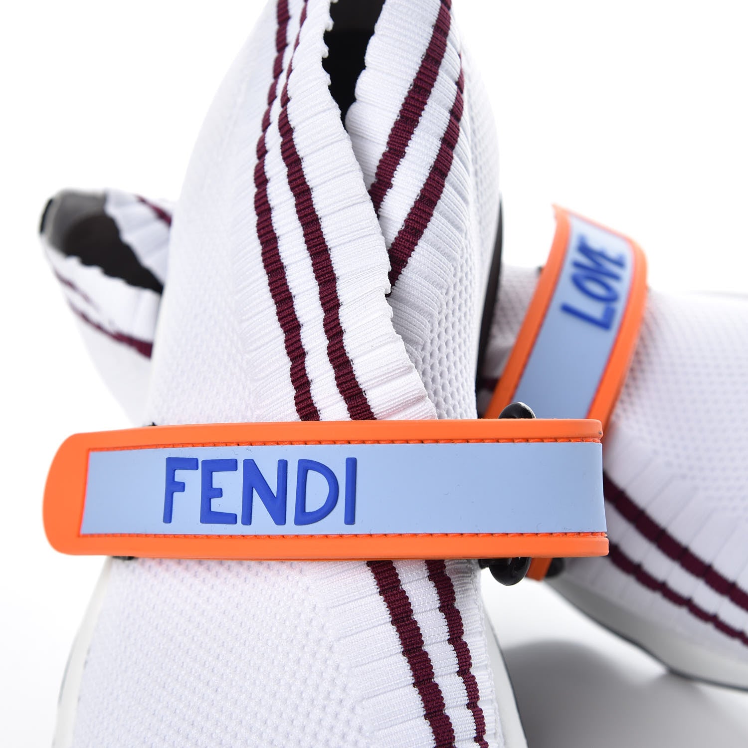 Fendi Stretch Yarn Stiff Band Rockoko Sneakers 36.5 White Bordeaux 7 of 8