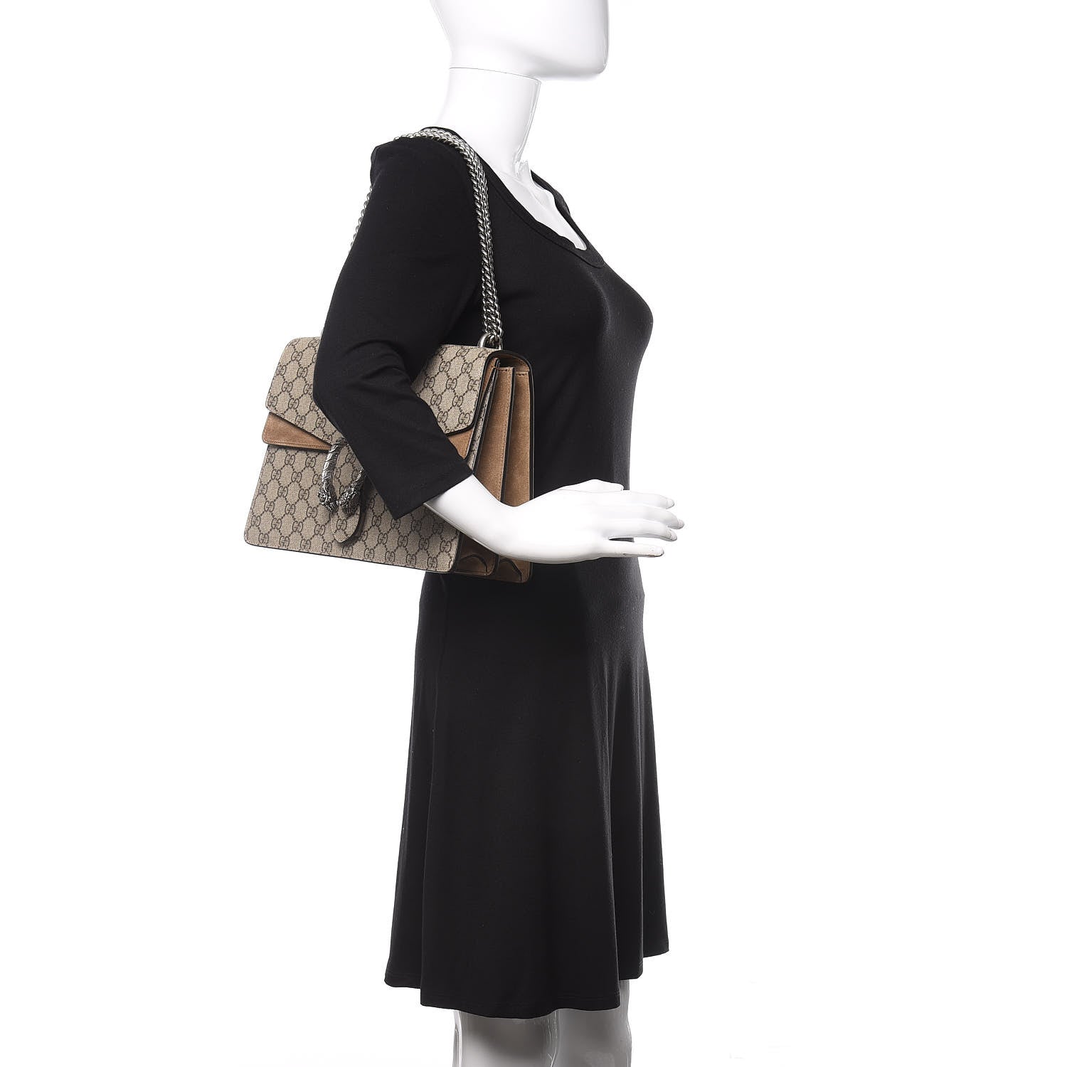 Gucci GG Supreme Monogram Medium Dionysus Shoulder Bag Taupe 2 of 10