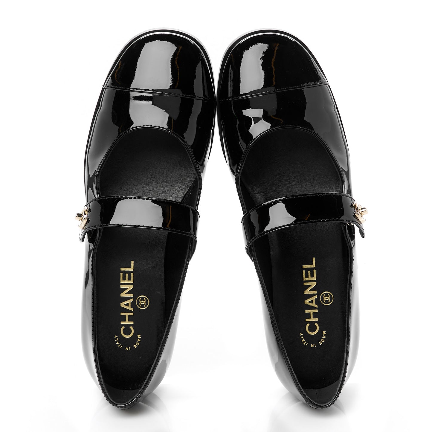Patent Calfskin Mary Janes Flats 39 Black