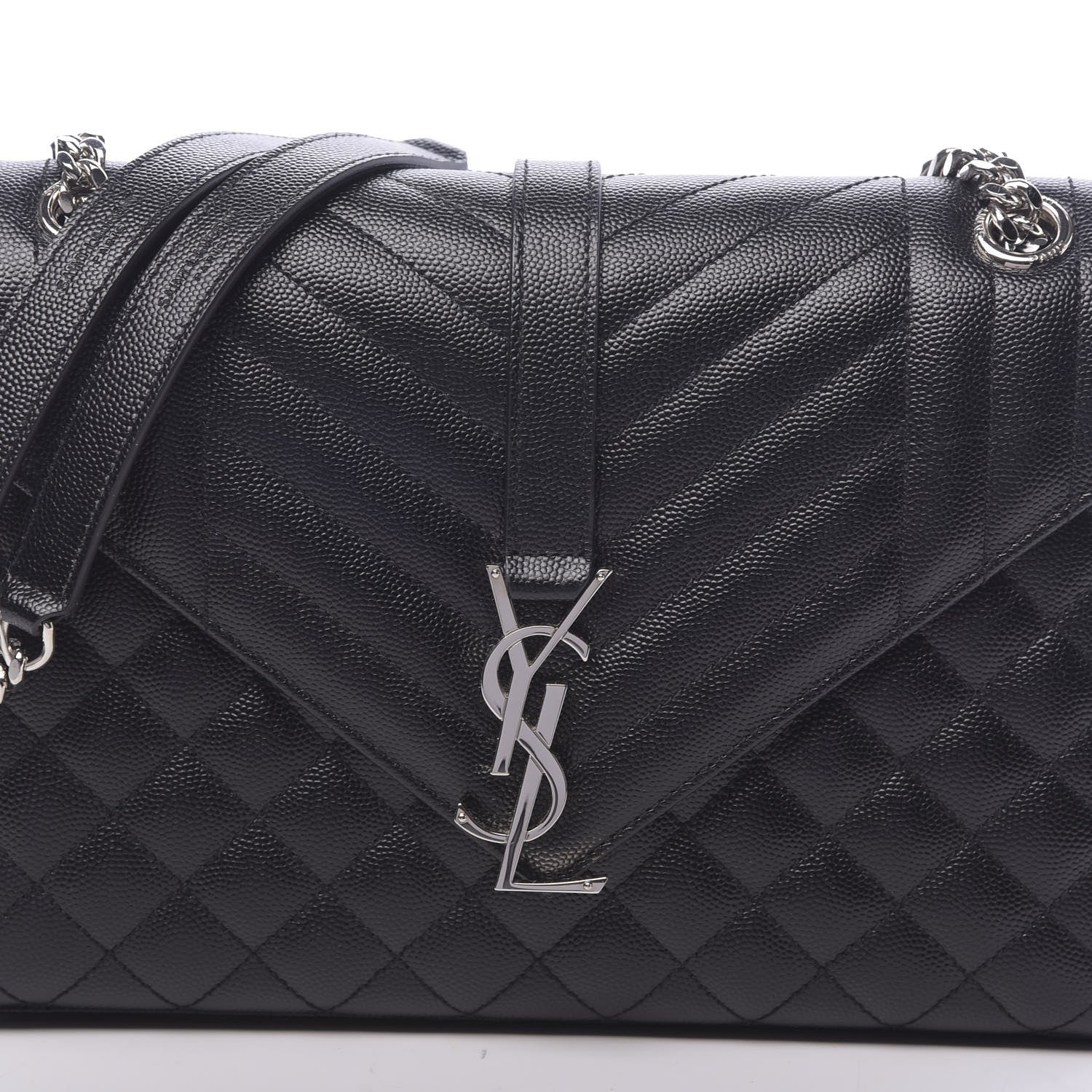 Saint Laurent Grain De Poudre Textured Mixed Matelasse Triquilt Medium Monogram Satchel Black 7 of 13