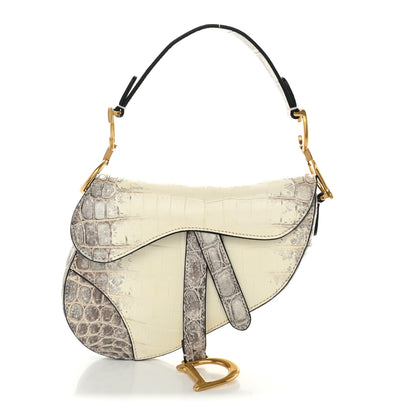 Christian Dior Niloticus Crocodile Himalaya Mini Saddle Bag Latte 1 of 11