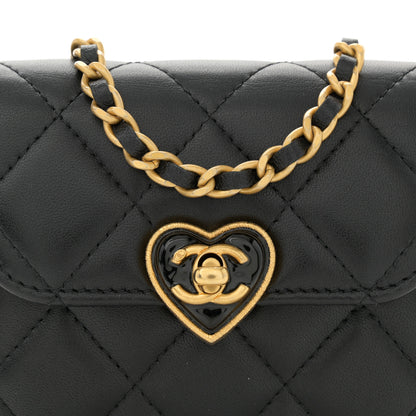 Chanel Lambskin Plexiglass Quilted Coco Love Clutch With Chain Black 9 of 11