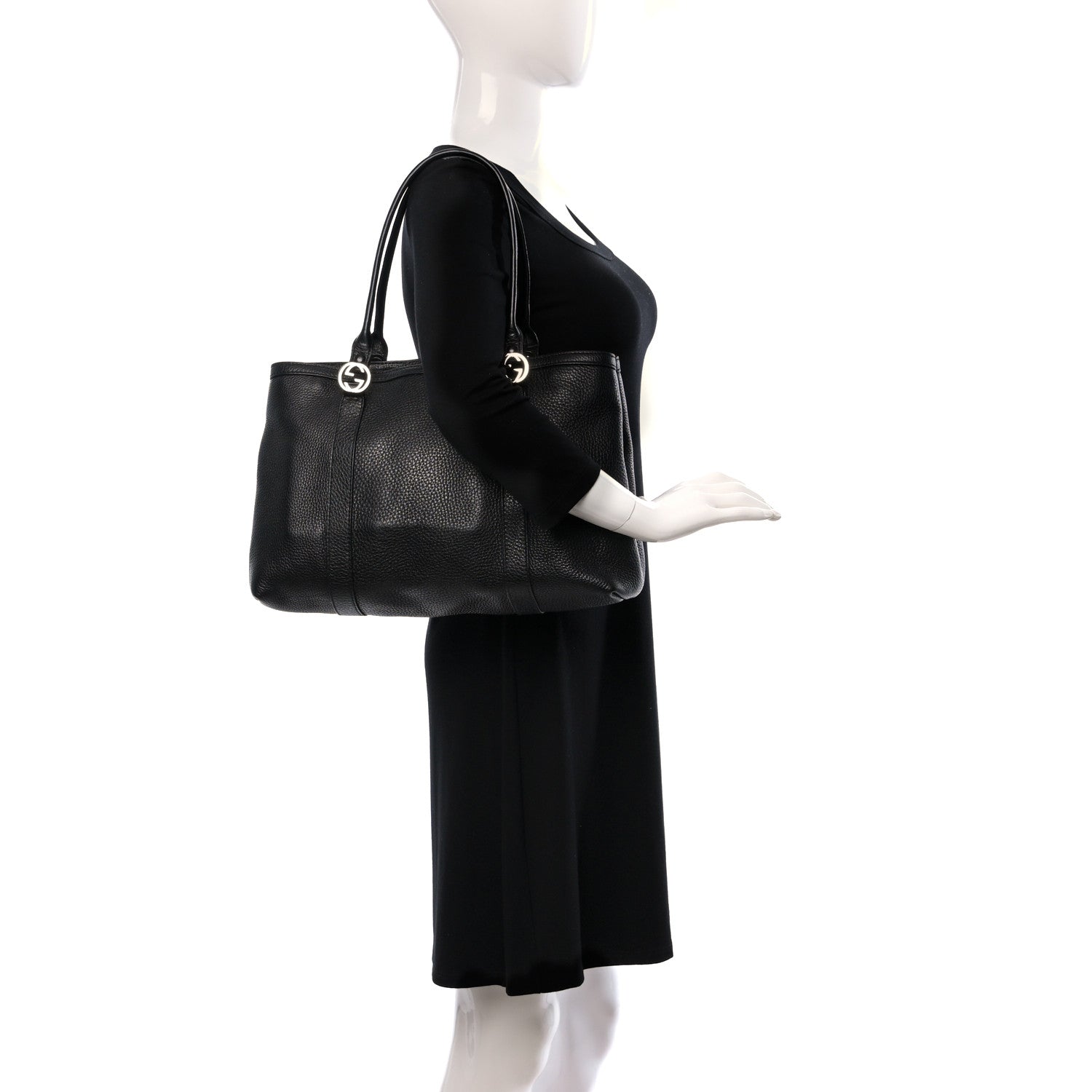Gucci Pebbled Calfskin Old Libeccio Miss GG Tote Black 2 of 12