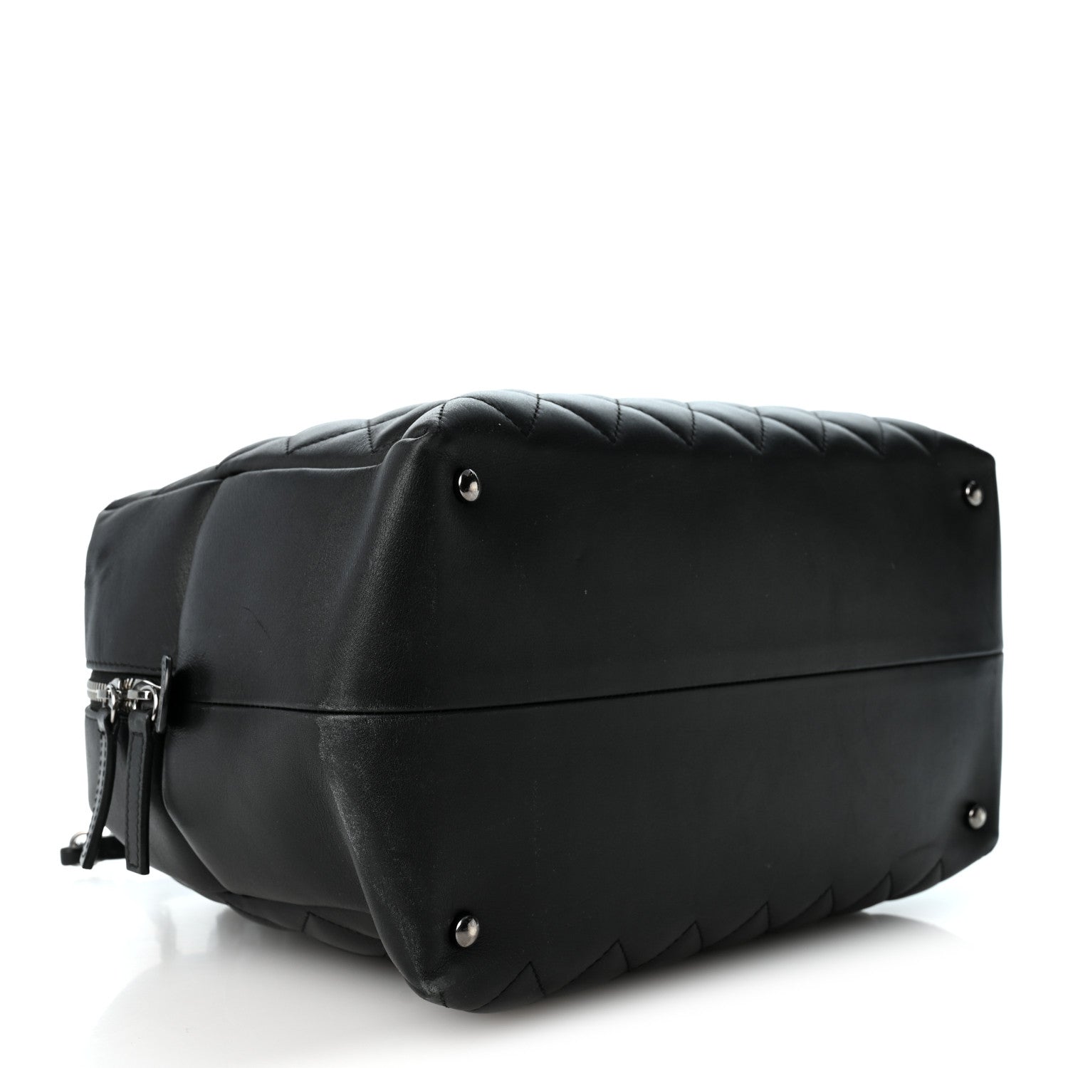Chanel Calfskin Quilted Feather Weight Bowling Bag Black 4 of 11