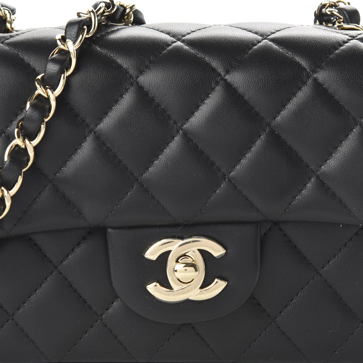 Lambskin Quilted Mini Rectangular Flap Black