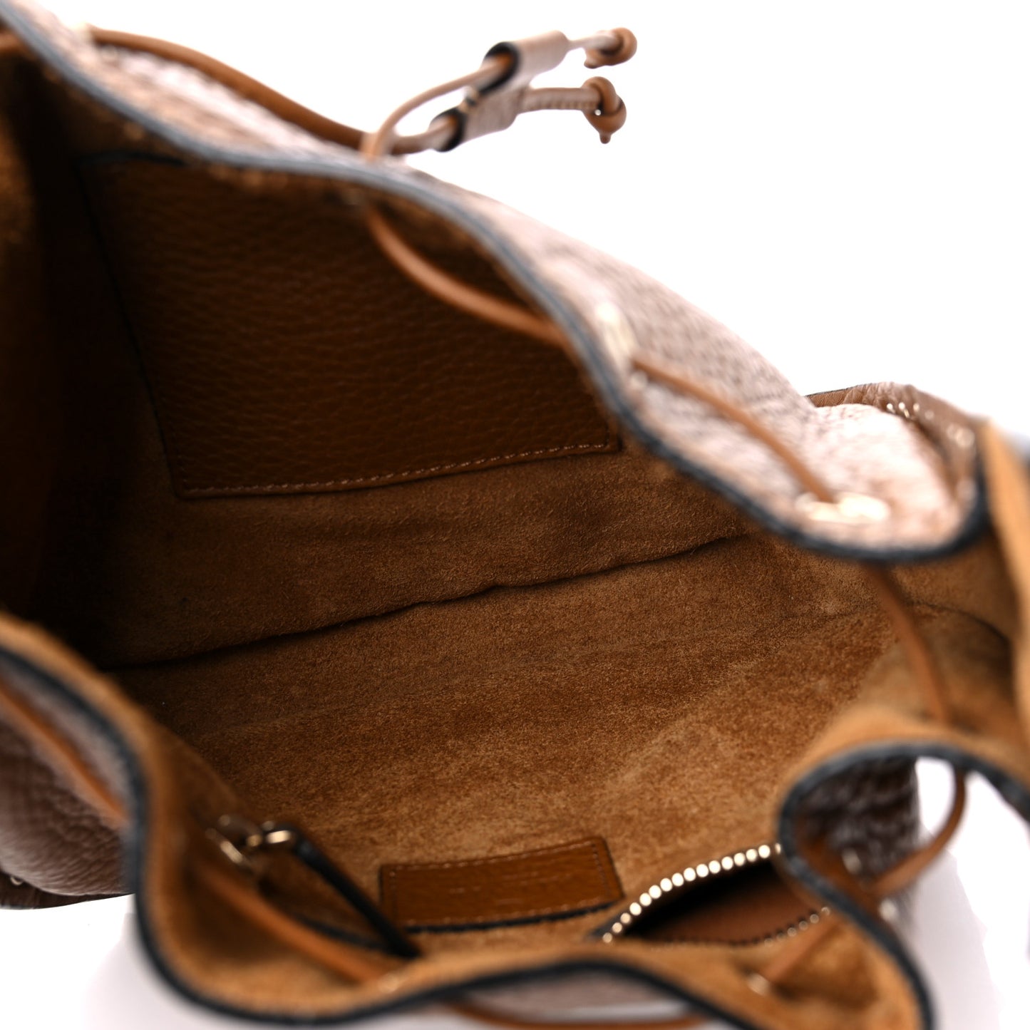Grained Calfskin Rockstud Bucket Bag Bright Cognac