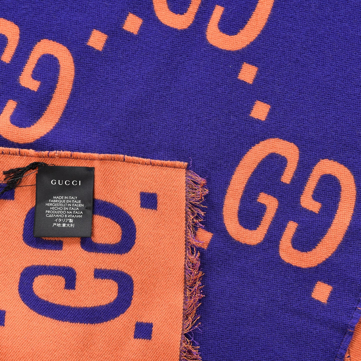 Wool Silk Monogram Jumbo GG Freedom Scarf Parma Violet Orange