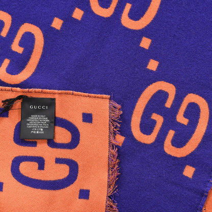 Gucci Wool Silk Monogram Jumbo GG Freedom Scarf Parma Violet Orange 4 of 4