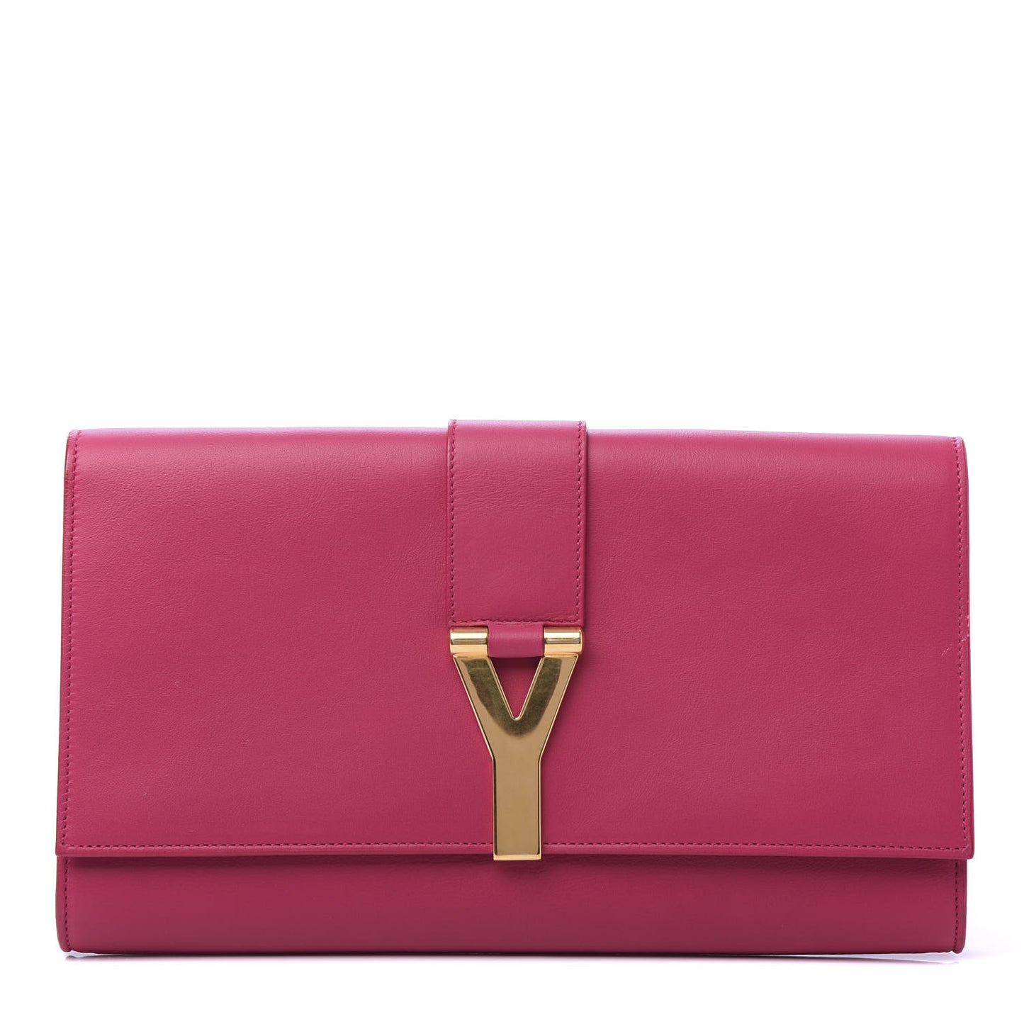 Calfskin Classic Y Ligne Clutch Fuchsia
