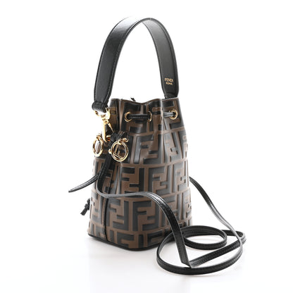 Fendi Vitello Liberty F is Fendi Bi-Color FF 1974 Embossed Mini Mon Tresor Bucket Bag Maya Black 3 of 10