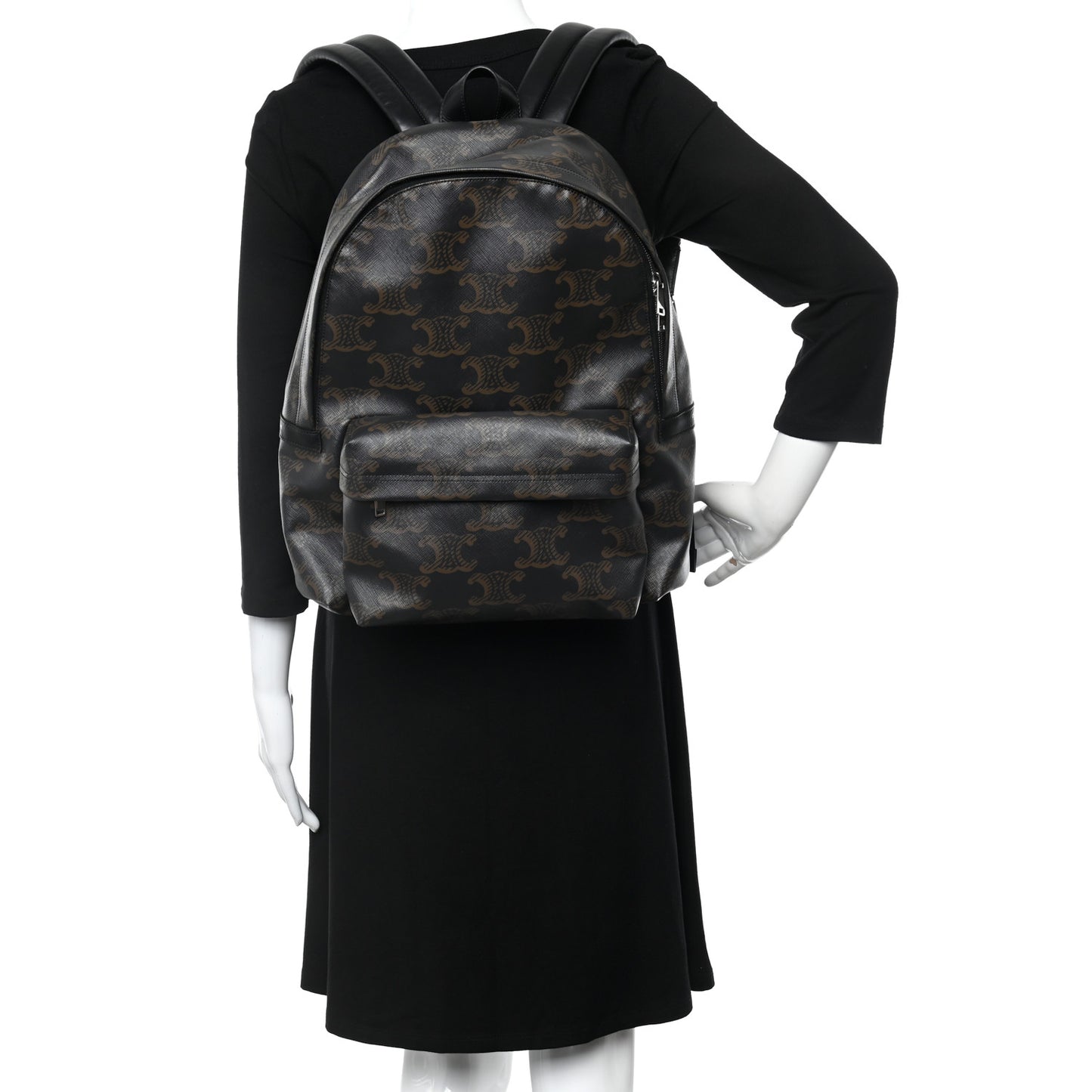 Triomphe Canvas XL Calfskin Backpack Black