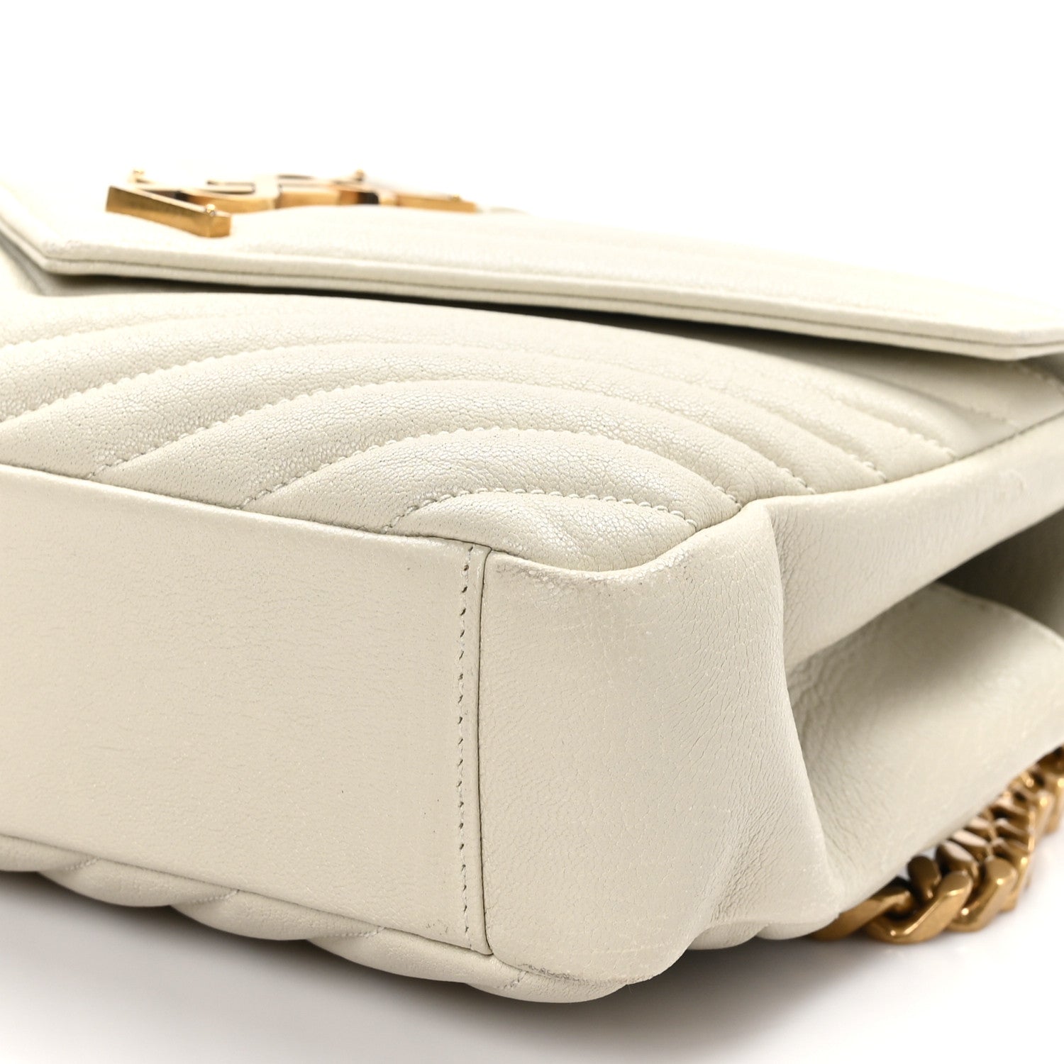 Saint Laurent Sheepskin Matelasse Chevron Monogram Medium College Bag Crema Soft 11 of 11