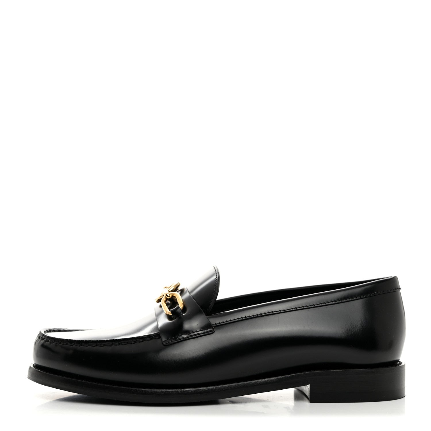 Louis Vuitton Glazed Calfskin Chess Flat Loafer 37.5 Black 1 of 9