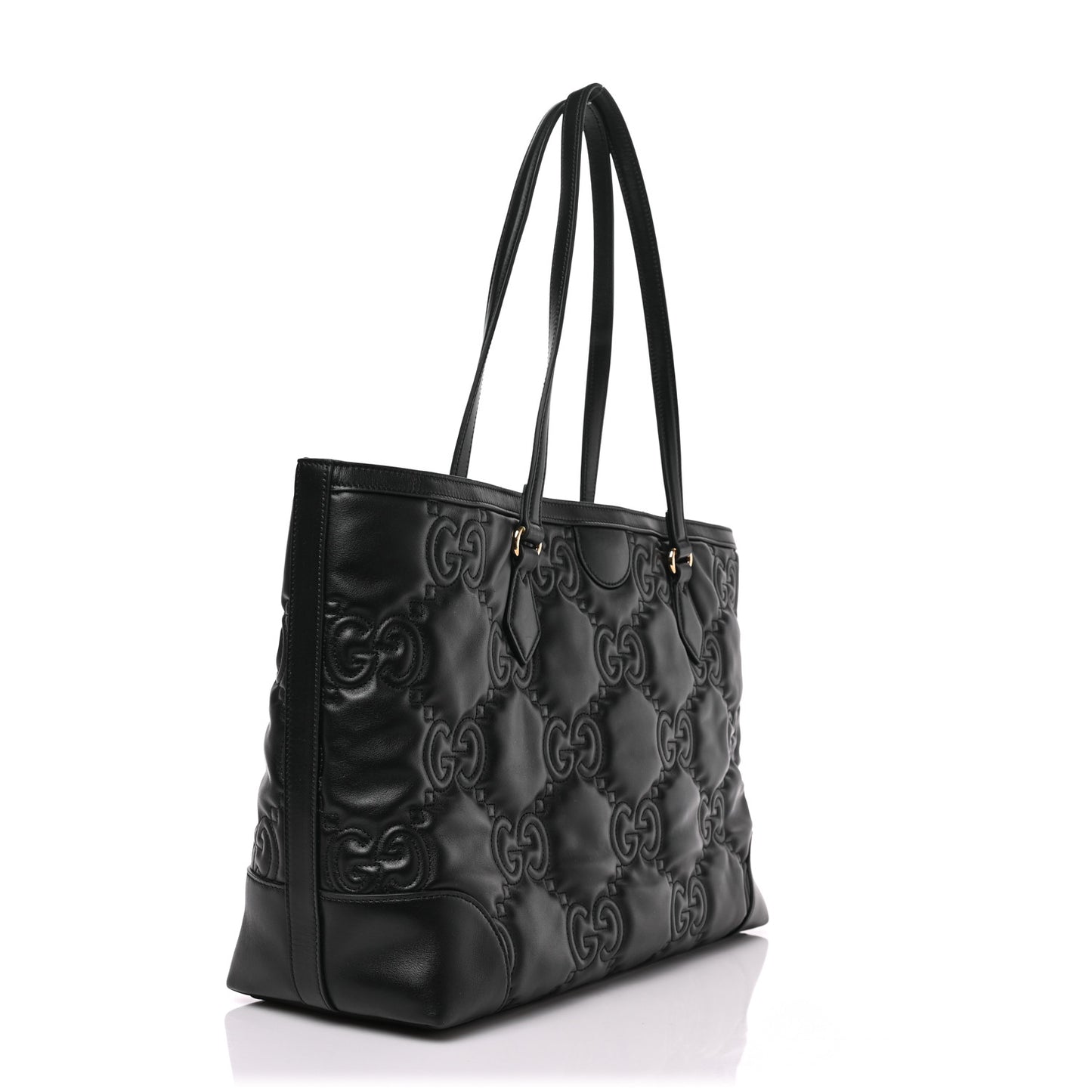 Calfskin GG Matelasse Medium Ophidia Shopping Tote Black