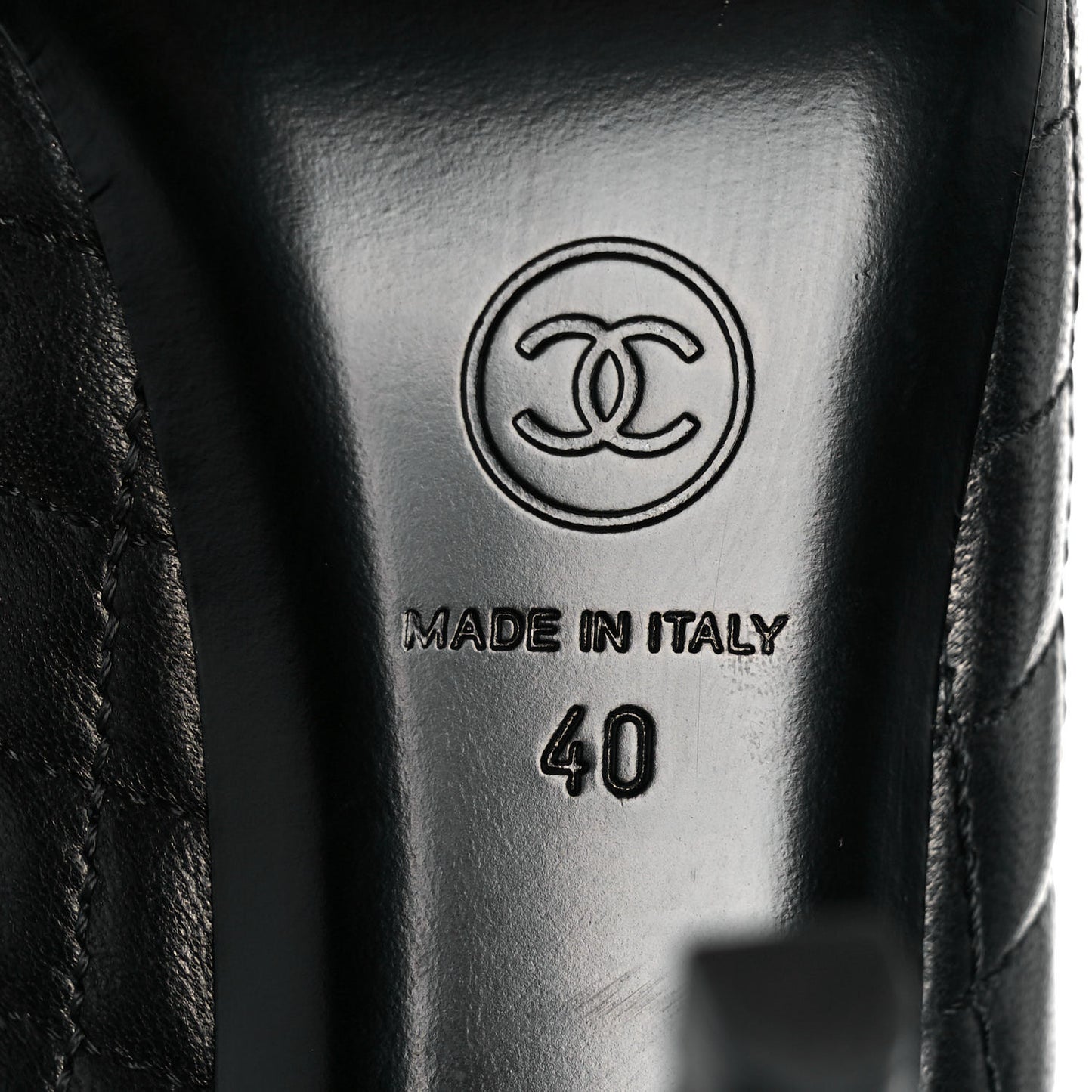 Lambskin Quilted CC Booties 40 Black