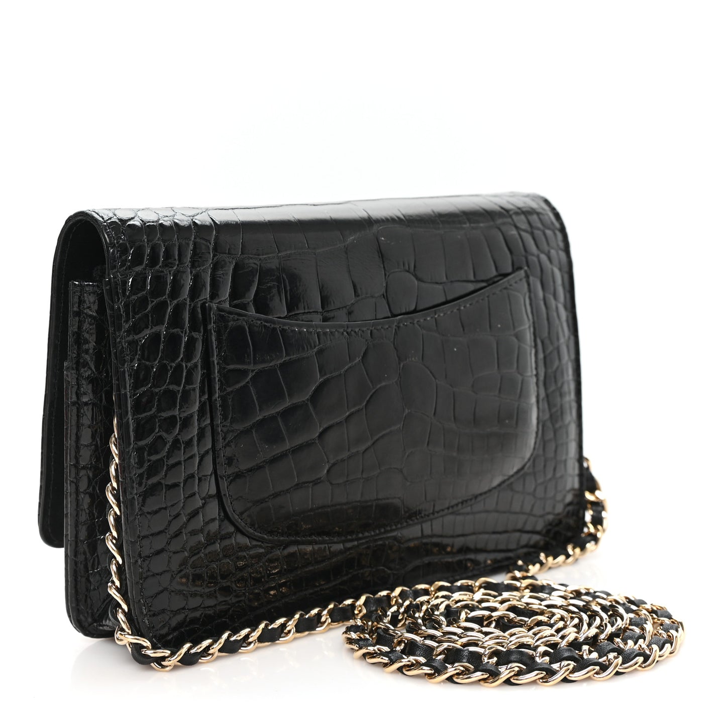 Shiny Crocodile Wallet on Chain WOC Black