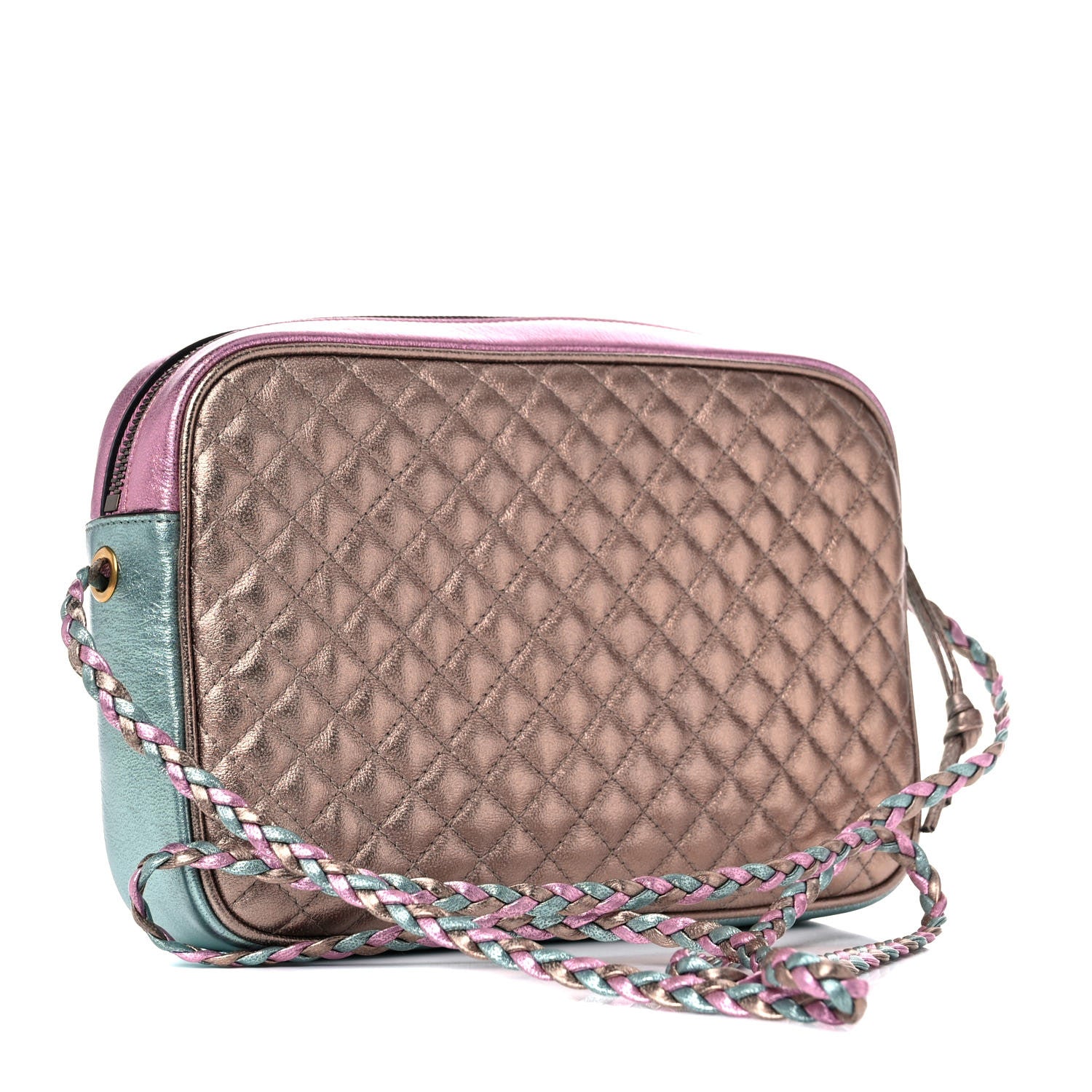 Gucci Laminated Nappa Trapuntata Small Zumi Shoulder Bag Rosa Lago Rame 3 of 9