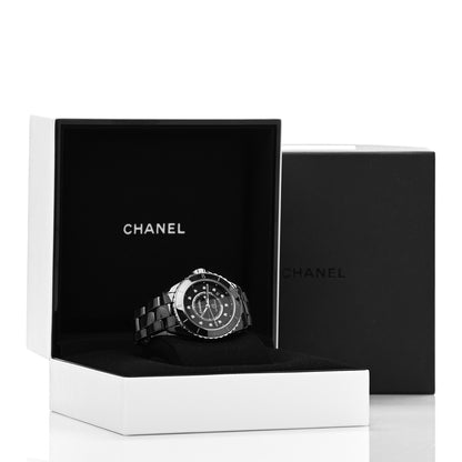Chanel Stainless Steel Ceramic Diamond 38mm J12 Automatic Watch Black 5 of 5