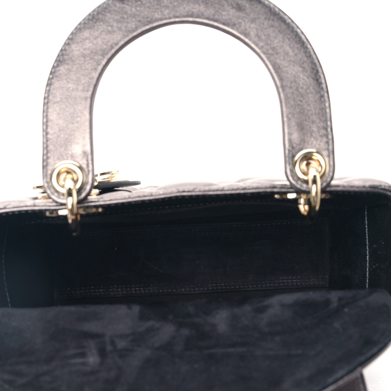 Christian Dior Metallic Grained Calfskin Cannage My ABCDior Lady Dior Gunmetal 5 of 8