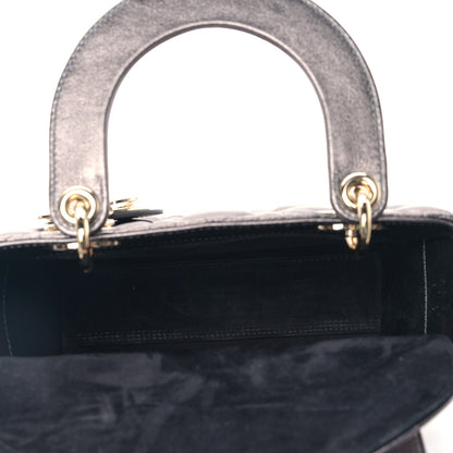 Christian Dior Metallic Grained Calfskin Cannage My ABCDior Lady Dior Gunmetal 5 of 8