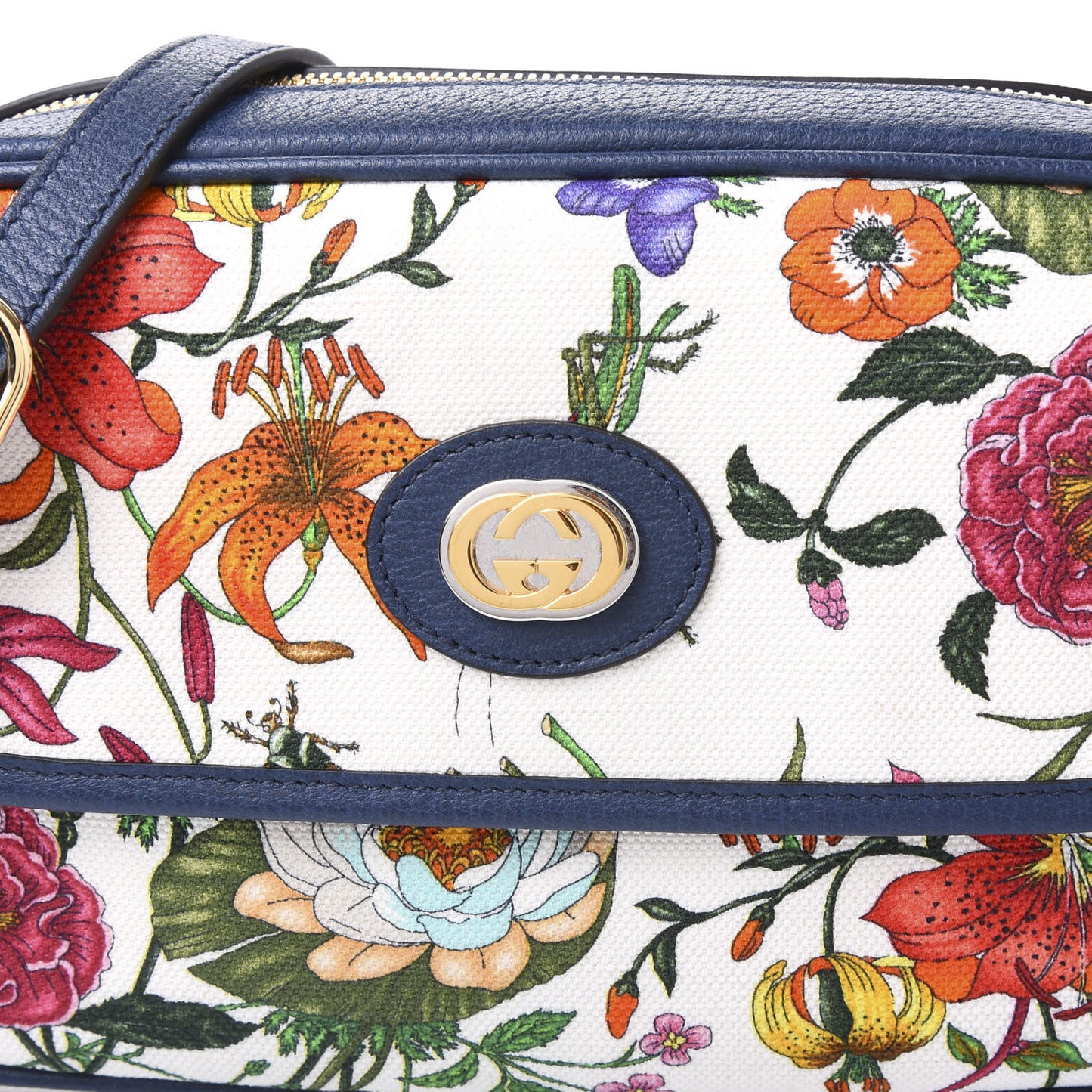 Canvas Flora Floral Shoulder Bag White Blue Agata Mulitcolor
