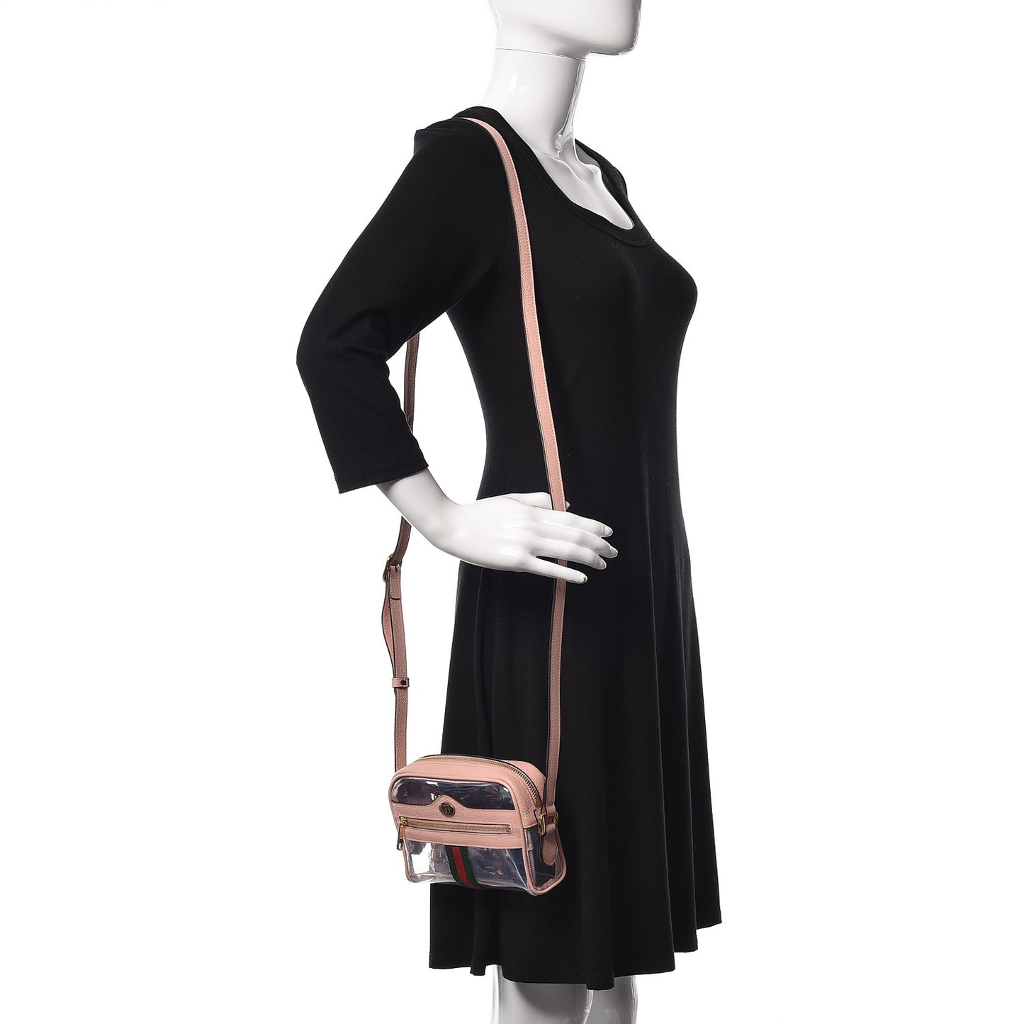 Vinyl Web Mini Ophidia Transparent Shoulder Bag Perfect Pink