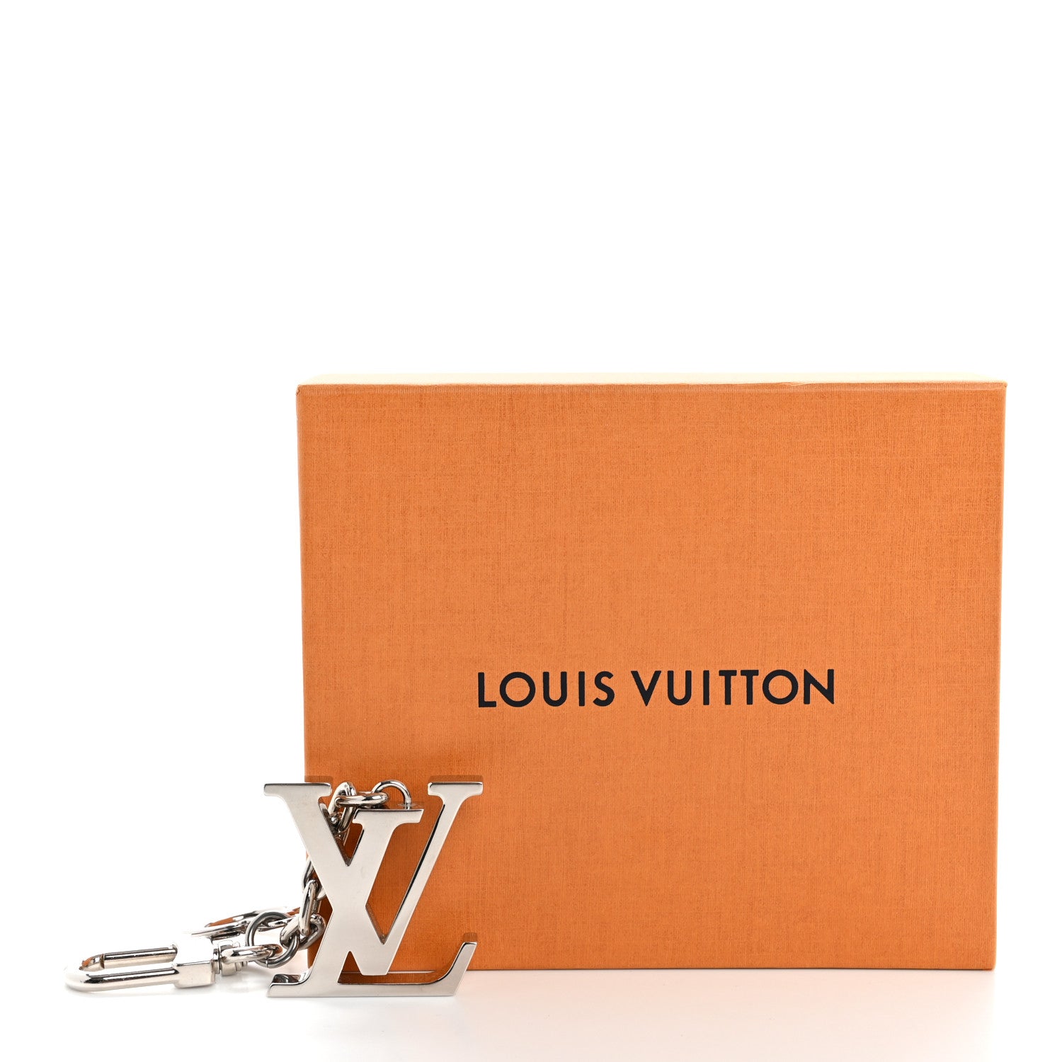 Louis Vuitton Metal Palladiium Finish LV Initiales Bag Charm Key Holder Silver 4 of 4