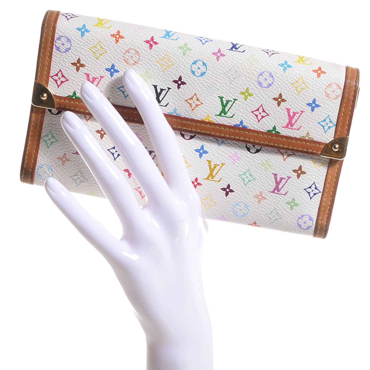 Louis Vuitton Monogram Multicolor Porte Tresor International Wallet White 2 of 7